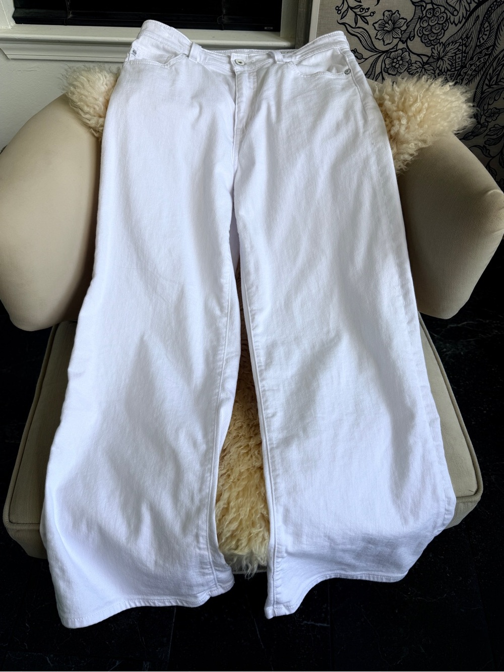 AG Womens White Wide-Leg Denim